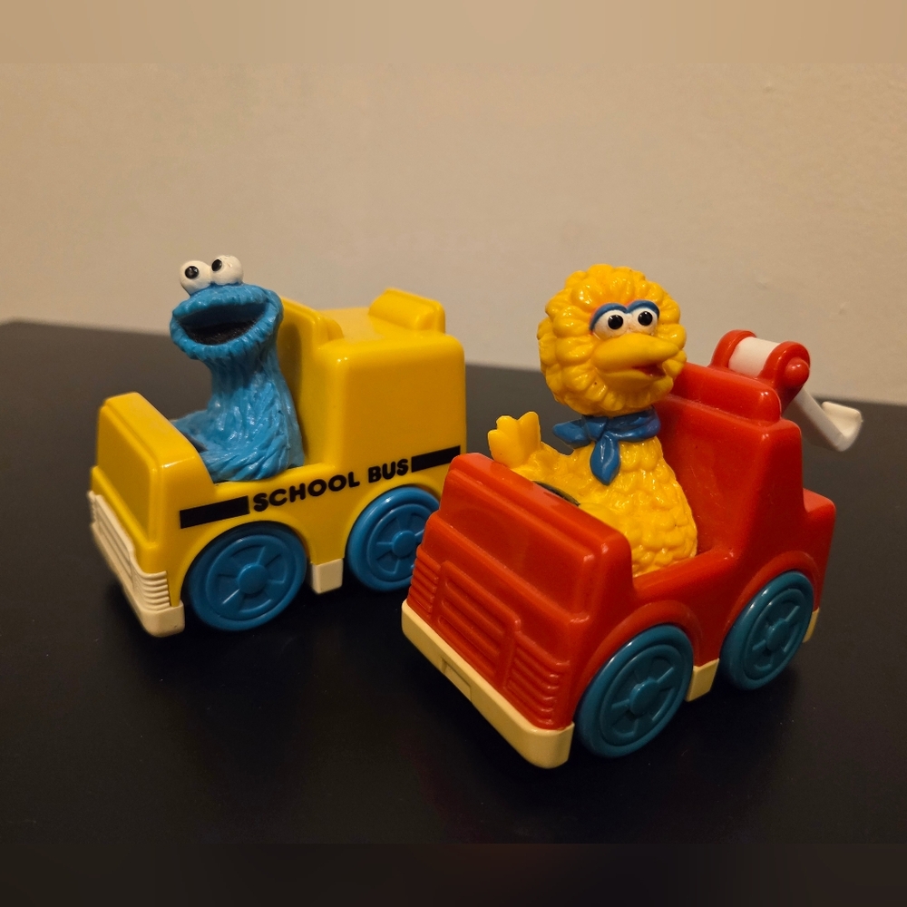 Vintage 1993 Sesame Street Tyco Toy Cars Cookie Monster And Big Bird